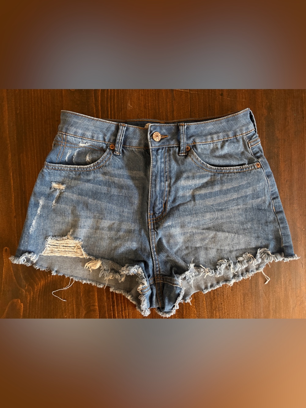 Rewash Distressed Denim Shorts - Blue